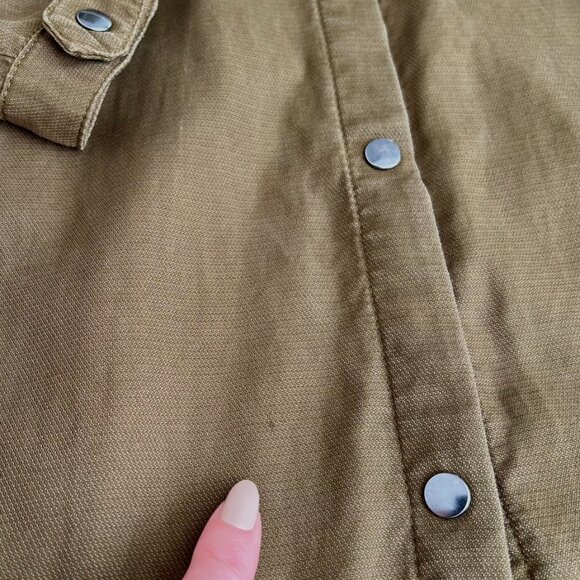 Zara Trafaluc Outerwear Olive Army Green Patch Long Duster Shacket (S) / Grunge - Picture 12 of 15
